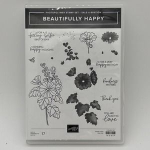Stampin Up Beautifully Happy Photopolymer Stamp Set Flowers Feel Better Birthday